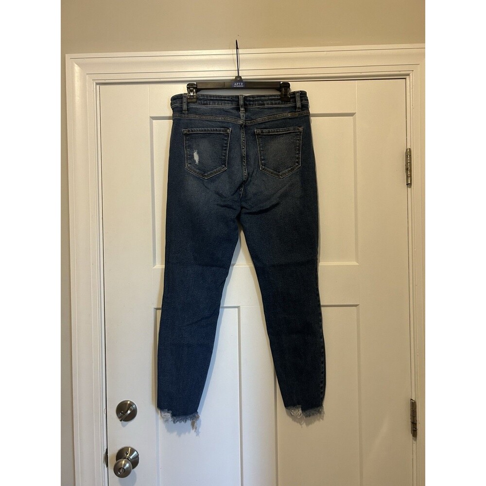 Kancan Women’s Size 13 / 30 Dark Wash Distressed Estilo Jeans High Rise Tapered - Picture 6 of 7